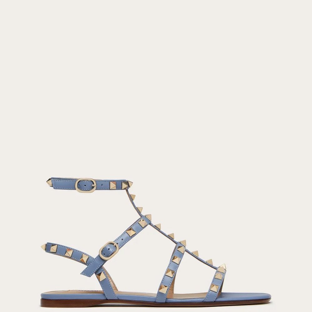Valentino Rockstud Flat Sandal with Straps